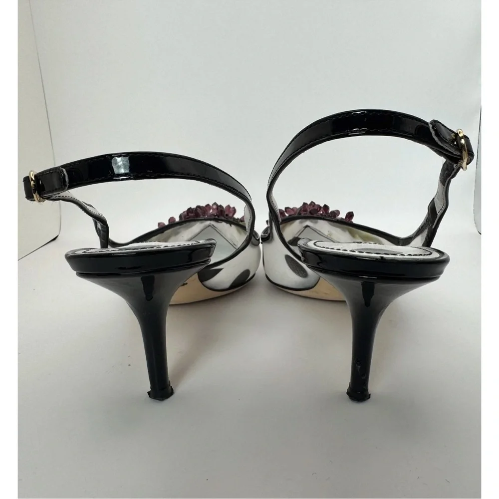 Dolce & Gabbana Crystal Embellished Polka Dot Slingback Heels - Picture 4 of 12